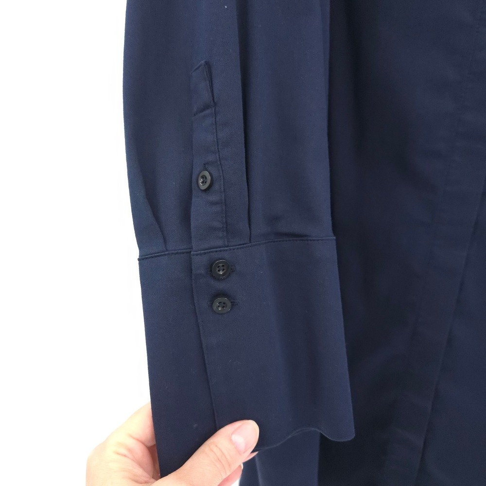 Chico's No-Iron Chic Stretch button up Tunic Women 3 (XL) Navy Long Sleeve - Picture 3 of 8
